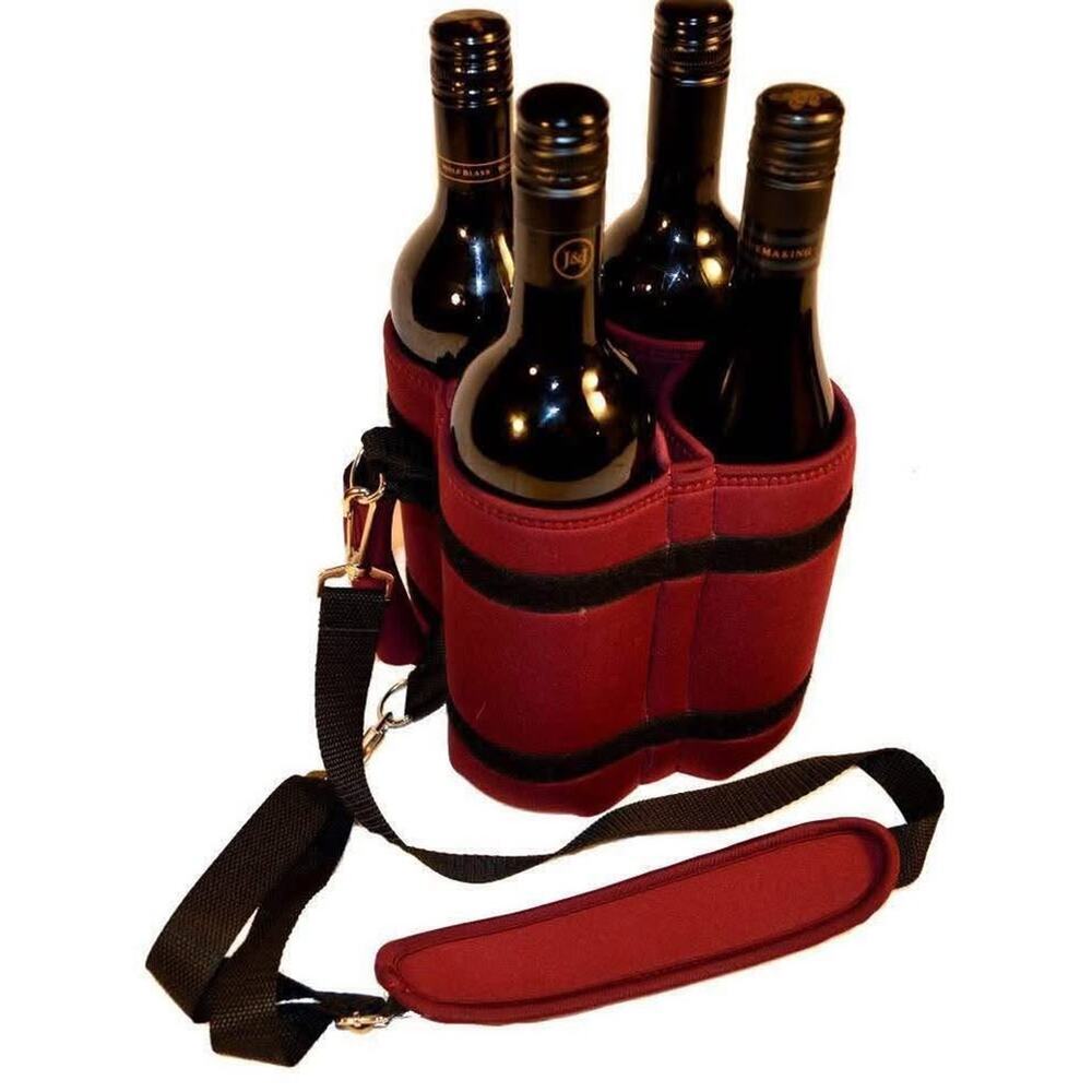 The Stubby Strip Vino - 4 Wine or Liquor Bottle Carrier